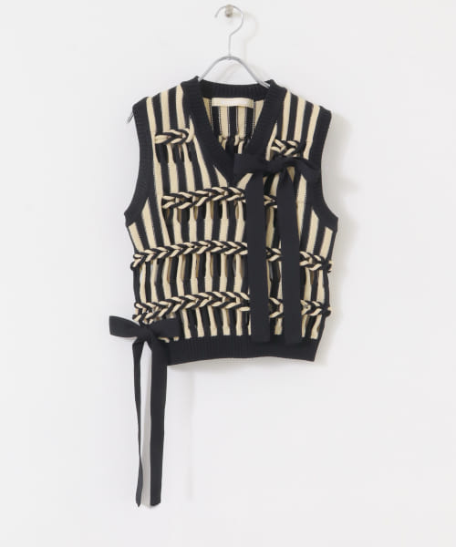 leinwande　Braids Stripe Knitted Vest