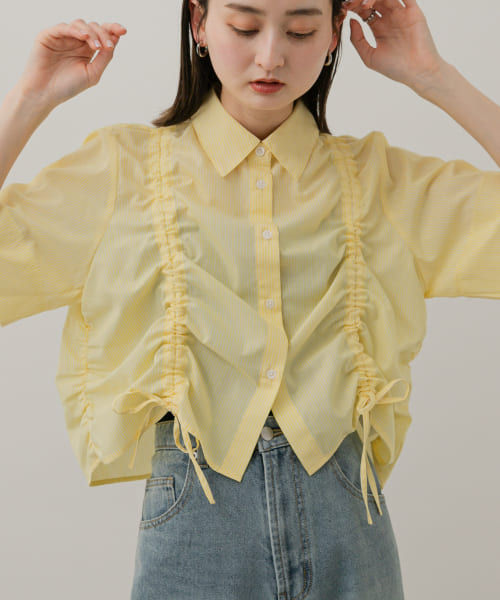 クロップドシャーリングシャツ(半袖)
