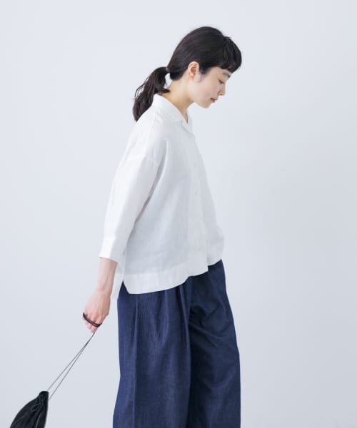 リネンオープンカラーシャツ