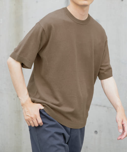コットンリネンクルーネックサマーニット