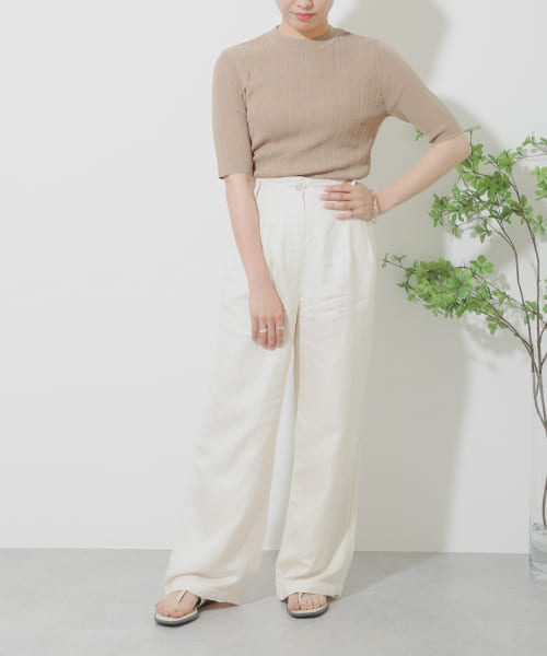 リネンレーヨン ワイドストレートパンツ