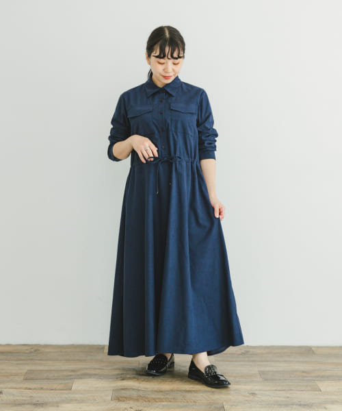 ピケロングシャツワンピース