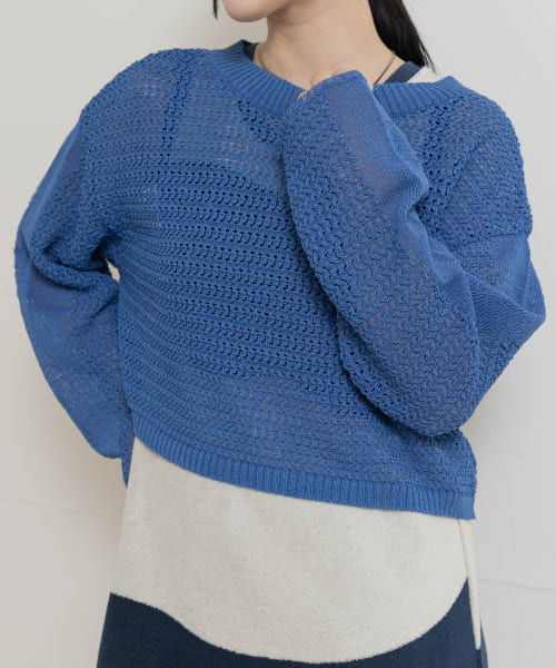 SEAGREEN　PAPER KNIT MELANGE PULLOVER