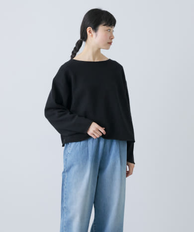 コットンテープヤーンボートネックニット