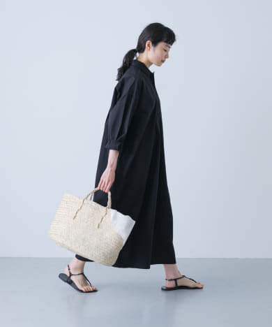 『2サイズ展開』コットンシルクシャツワンピース