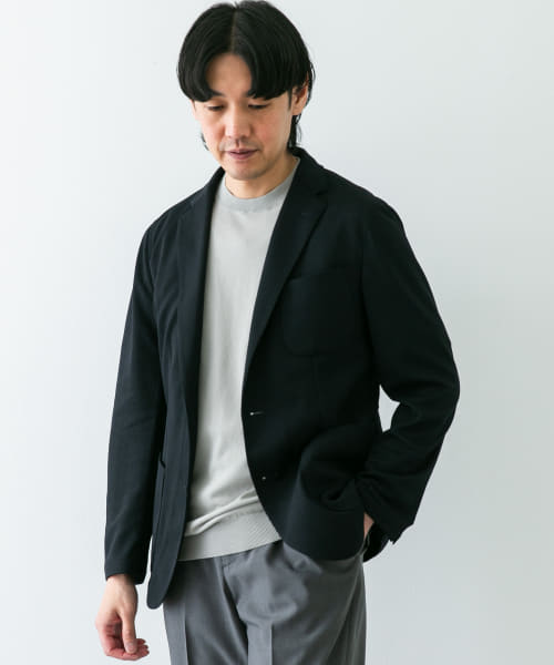 『イージーケア/速乾』LIFE STYLE TAILOR　メランジニットイージージャケット