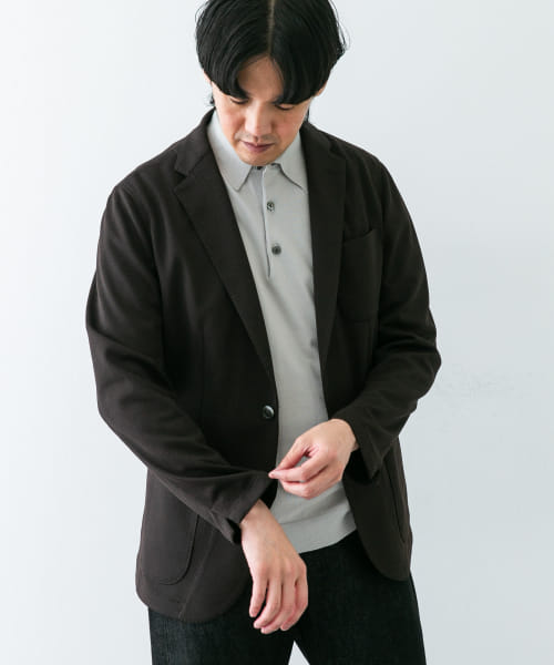 『イージーケア/速乾』LIFE STYLE TAILOR　メランジニットイージージャケット