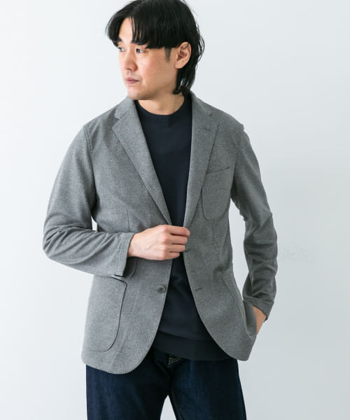 『イージーケア/速乾』LIFE STYLE TAILOR　メランジニットイージージャケット