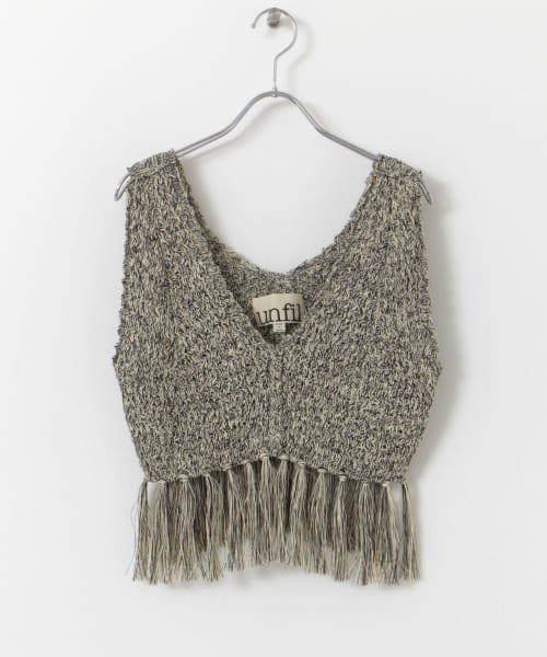 unfil　mesh fringed top