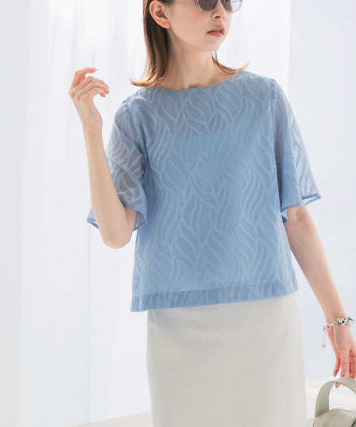 『WEB/一部店舗限定』セミシアーカットジャガードブラウス