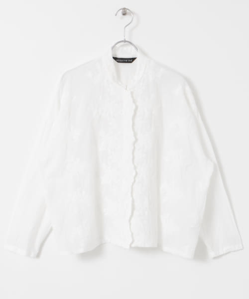 mizuiro ind　lacestandcollar wideshirts