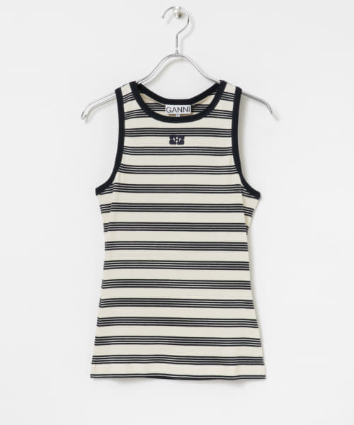 GANNI　Striped Cotton Rib Tank