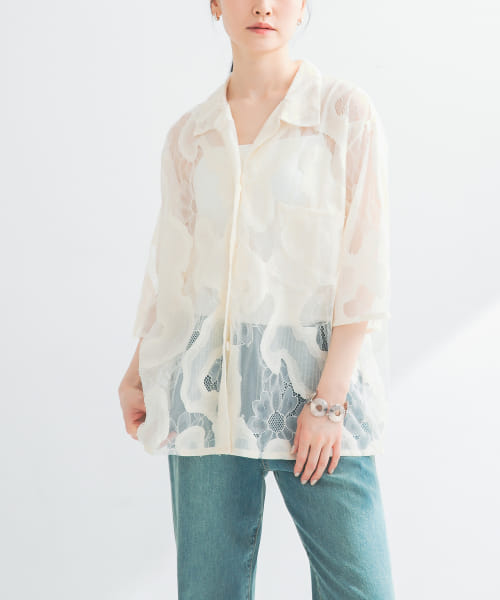 ESTHE　Oversized Sheer Lace Shirts