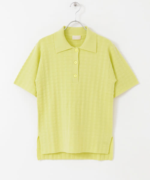 w cashmere　ブロックパターンポロシャツ