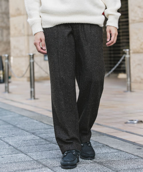 ウールブレンドネップワンタックパンツ