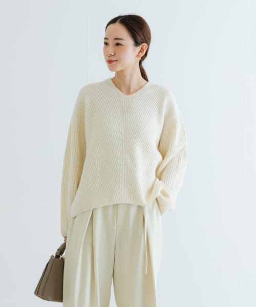 HAMILTON WOOL 畦Vネックニット