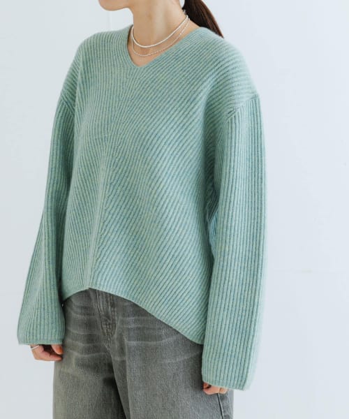 HAMILTON WOOL 畦Vネックニット