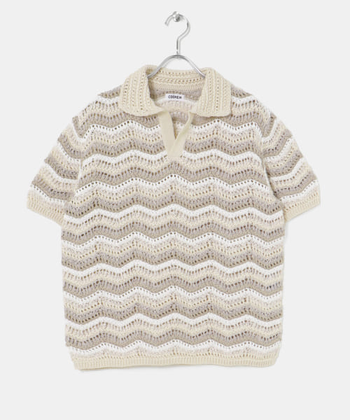 米富繊維　ZIGZAG SUKASHI KNIT PULLOVER