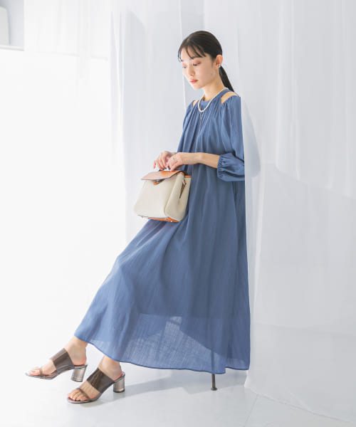 リネンライク2wayオフショルワンピース