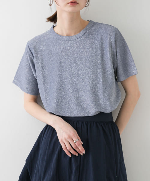 クルーネックラメTシャツ(半袖)