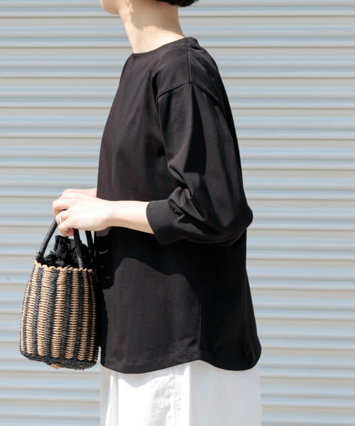 FORK&SPOON　ハイツイストコットンギャザースリーブTシャツ