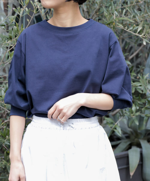 FORK&SPOON　ハイツイストコットンギャザースリーブTシャツ