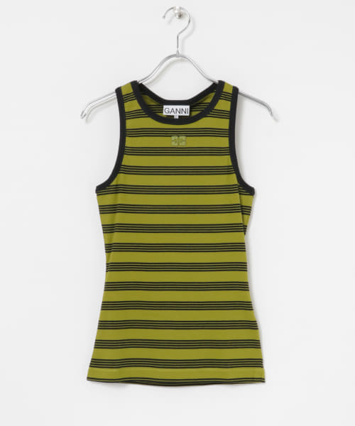 GANNI　Striped Cotton Rib Tank