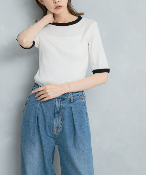 バイカラーコンパクトリブTシャツ