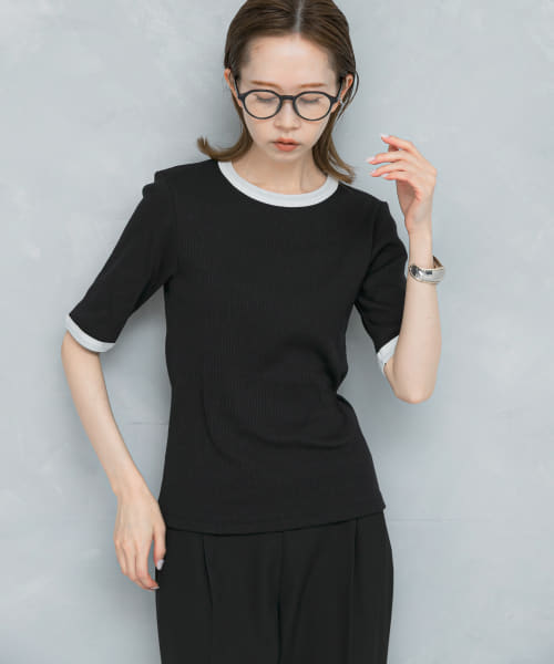 バイカラーコンパクトリブTシャツ