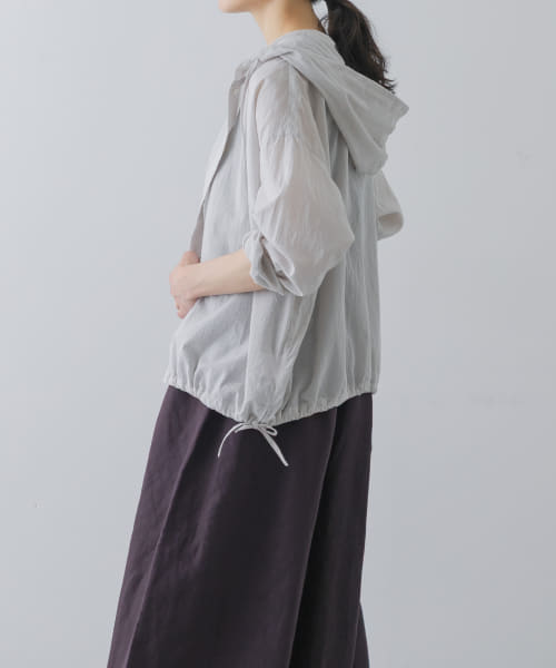 コットンシルクシアーフーディシャツ