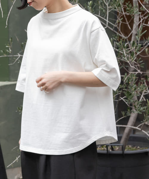 FORK&SPOON　ボトルネック5分袖Tシャツ