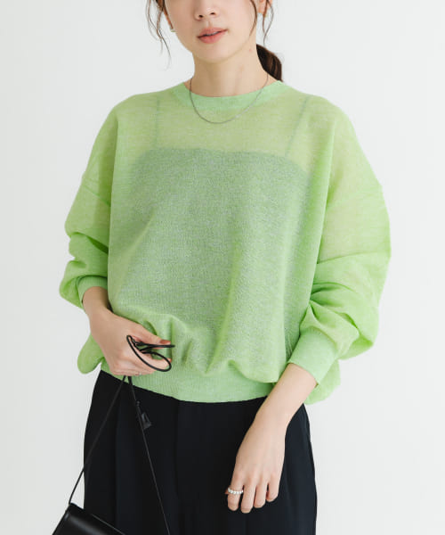 new basic　リネン混スポンディッシュニットプルオーバー