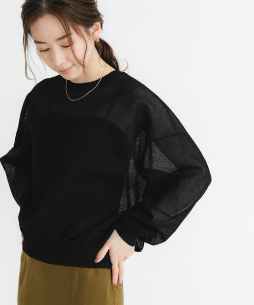 new basic　リネン混スポンディッシュニットプルオーバー