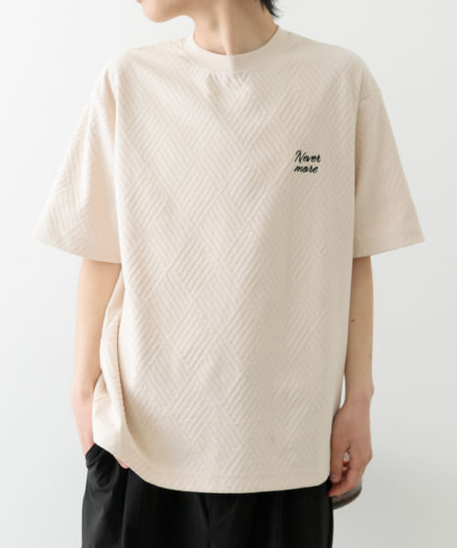 ワンポイント刺繍ヘリンボンジャカードTシャツ