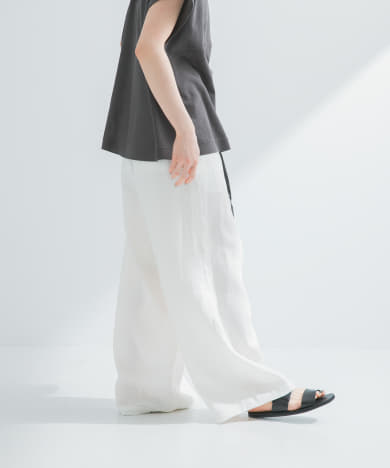 new basic　リネンイージーワイドスラックス