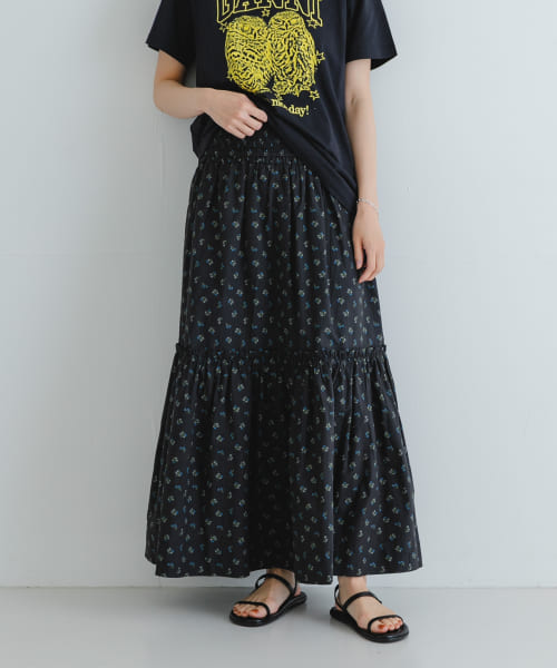 GANNI　Printed Cotton Smock Skirt