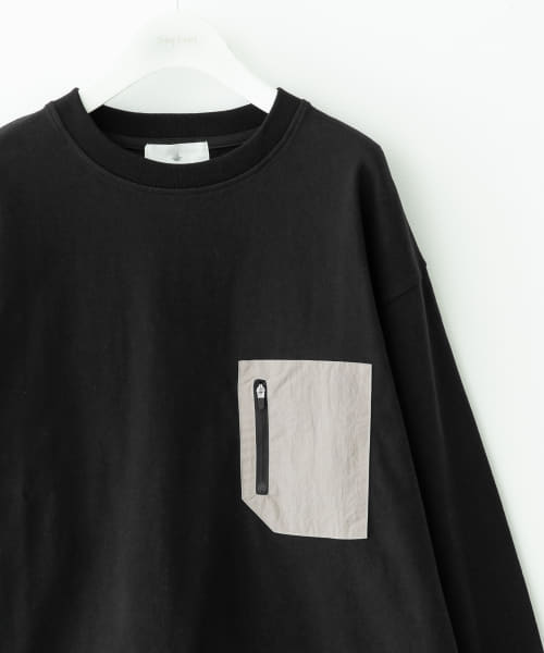 ヘビーウェイトナイロン布帛ポケットロングスリーブTシャツ