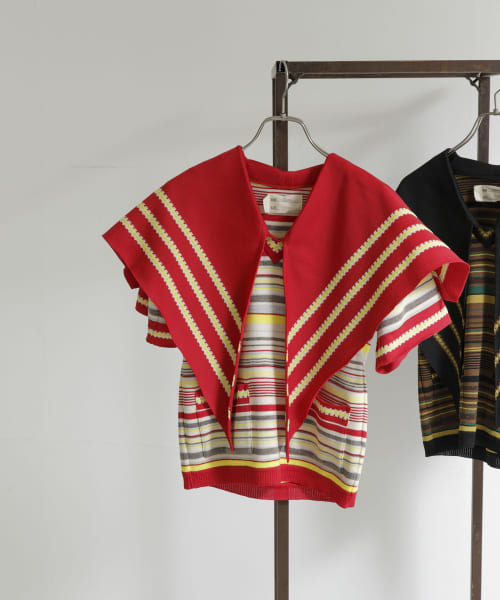 77circa　big collar knit top