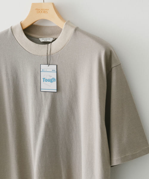 ミジンボーダーモックネックショートスリーブタフTシャツ