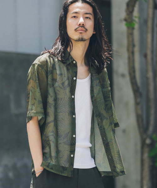 メッシュパナマプリントショートスリーブシャツ