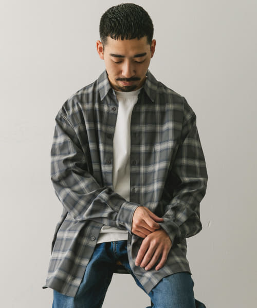 『吸水速乾』セオアルファオンブレチェックシャツ