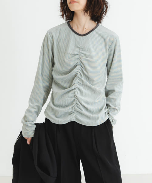 『MADE IN JAPAN』ベロアボーダーシャーリングカットソー