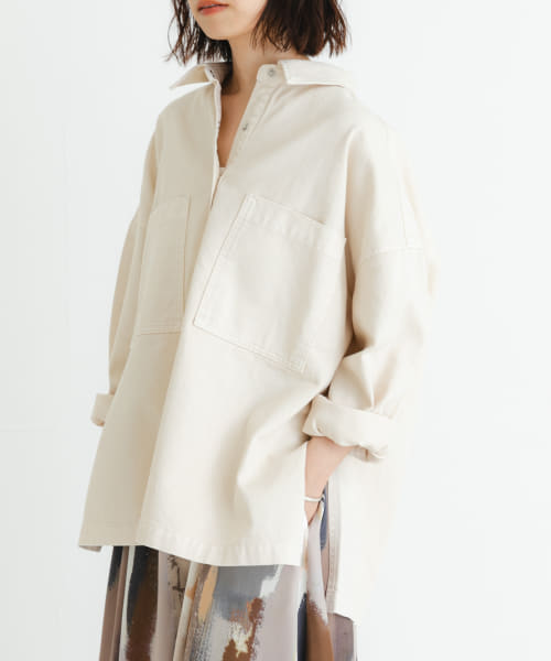 new basic　スキッパーデニムシャツ
