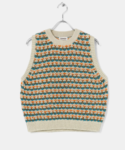 米富繊維　SUKASHI BORDER KNIT VEST