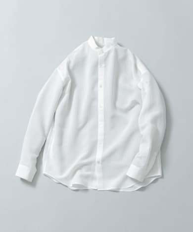 『WEB限定』シャドーストライプバンドカラーシャツ