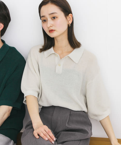 『一部WEB限定カラー』『ユニセックス』エアリーメランジニットポロシャツ
