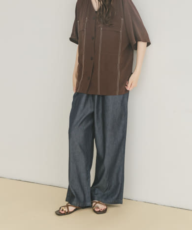 レーヨンデニムワイドパンツ