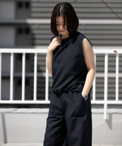 『UR TECH DRYLUXE』『吸水速乾/UVカット』ハイツイストフレンチスリーブブラウス