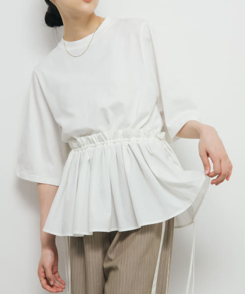 汗ジミ防止ペプラムドッキングTEE