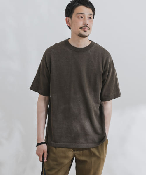 『UR TECH』抗菌 リネンニットTシャツ